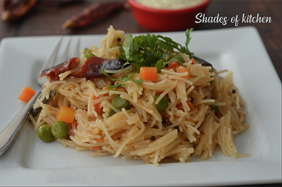 Vegetable Semiya Upma | Semiya Upma | Vermicelli | Vermicelli Upma Recipe by Shades of Kitchen